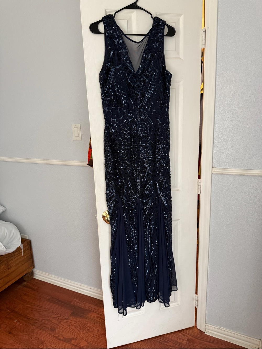 Night Way Collections Navy Sequin Maxi Dress